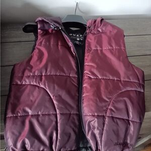 GUESS Maroon Hooded Puffer Vest